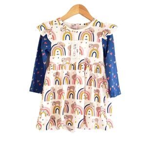 NEW! Pete + Lucy Rainbows and Sloths Baby Girl Dress 12-18 Months